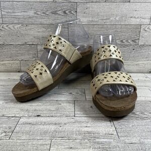 Naot Susan Rose Gold Leather Studded Cork Footbed Wedge Sandals Women EU 38 US 7